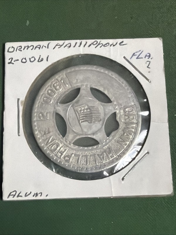 Obsolete Orman Hall Phone 2-0061 Typer Stamper Star Good Luck Token Florida