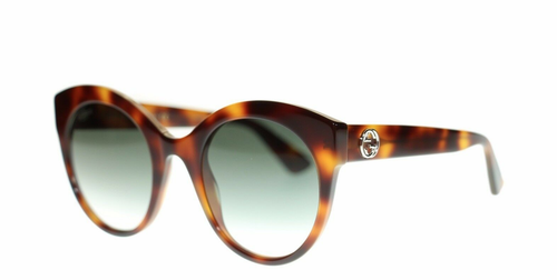 Gucci Donna Occhiali da Sole Rotondi GG0028S 002 Havana Lente Verde 52mm |  eBay
