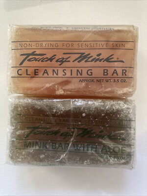 Touch Of Mink Bar Soap Aloe Bar & Cleansing Bar, 2 Total Dermac Labs Vintage New