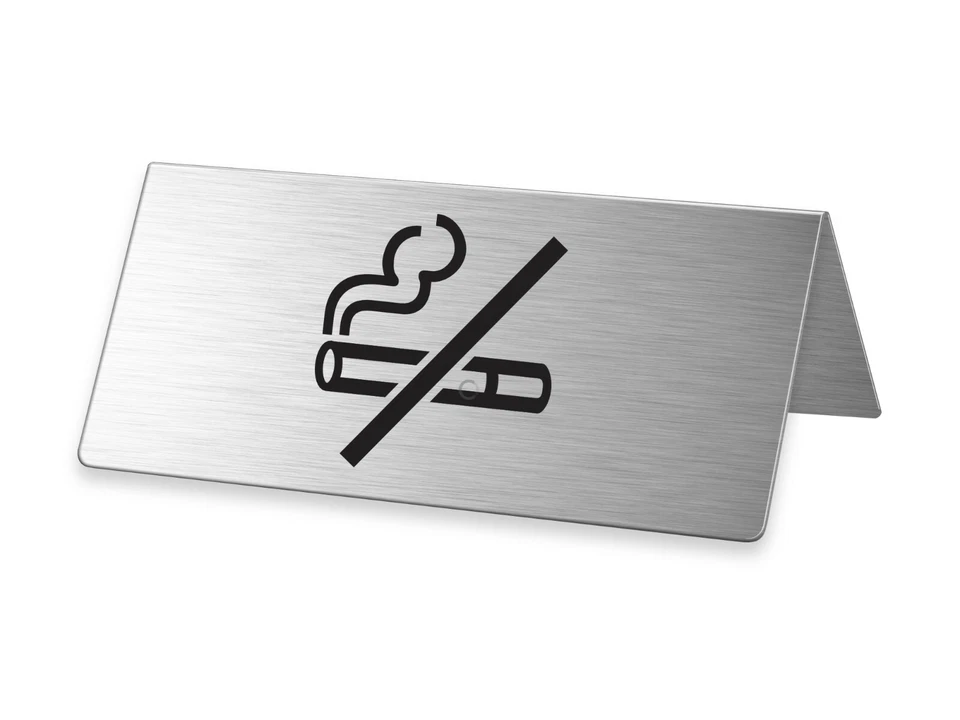 Tischschild - Rauchen verboten Aufsteller Tischaufsteller Edelstahl 85x40 mm - Bild 1 von 1