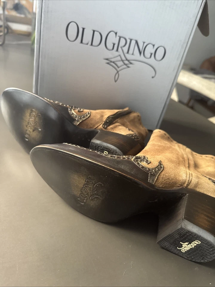 Nuevo con etiquetas Botas Old Gringo Clarita Botín Tachonado Vaquero Occidental Chocolate Dorado 8 Foto 3 de 4