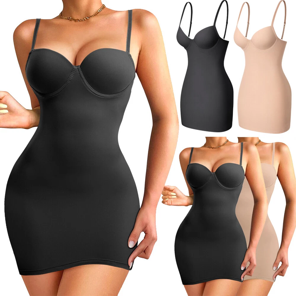 Women Seamless Shaper Full Cami Slips For Under Dresses With Built in Bra  Dress