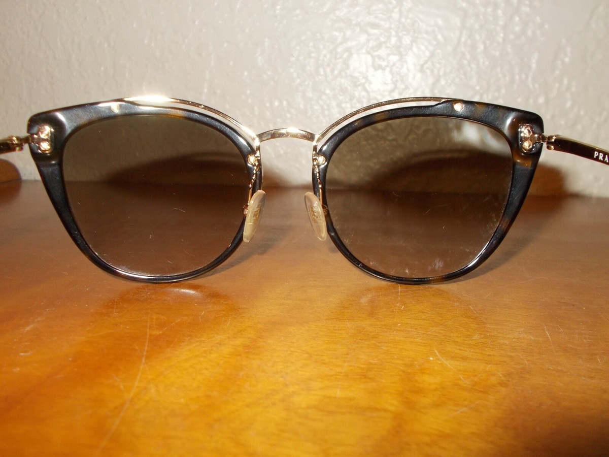 Prada SPR20U 2AU-4P0 Gold Havana Frame Brown Lenses Sunglasses