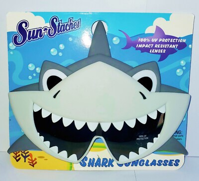 Kids SUNGLASSES Great White SHARK w/ Fin Version Beach Vacation Summer NEW  HTF!