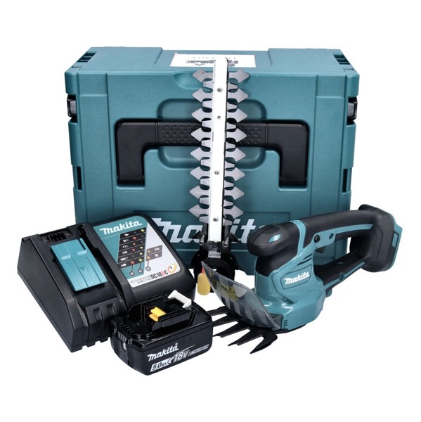 Makita Dum 111 RT1XJ Akku Grasschere Strauchschere 18 V + 1X Akku 5,0 Ah + Lader-image