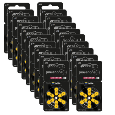 120x Power One EVOLUTION Hörgerätebatterien - P10 gelb PR70 - (20x 6er Blister)