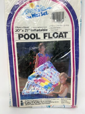 Vintage The Wet Set Inflatable Kid Size Pool Float NOS 1990 30'' x 21'' Circus NIP