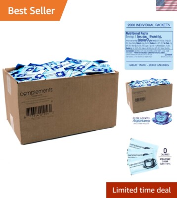 2000-count Zero Calorie Aspartame Sweetener Packets - Perfect for Coffee & Tea