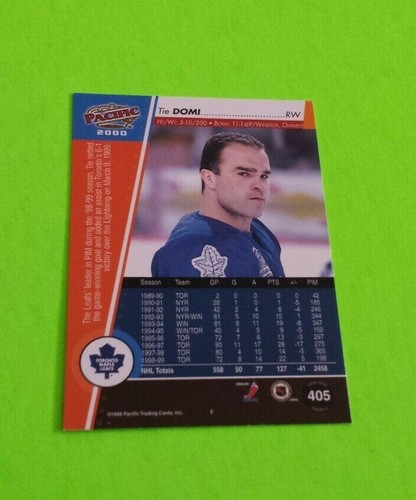 1999/00 Pacific Hockey Tie Domi Card #405***Toronto Maple Leafs*** - Picture 2 of 2