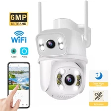 ICSee Dual Lens WiFi IP Camera Wireless Outdoor CCTV PTZ Home Security IR