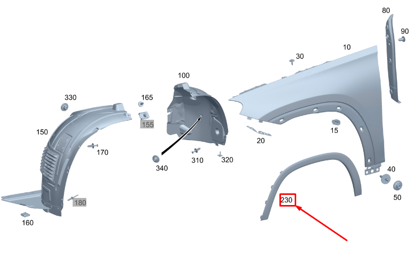 MERCEDES-BENZ GLS X167 Front Left Wheel Opening Molding A1678850700