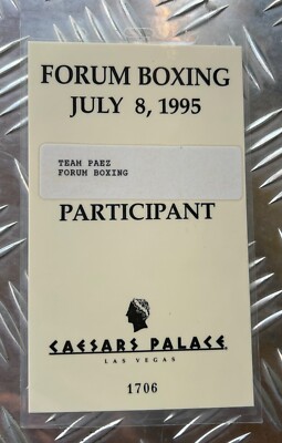 1995 Jorge Paez vs Jose Ramos CAESARS PALACE las vegas Credential