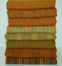HAND DYED RUG HOOKING WOOL Mill-Dyed ~ "JOHN BARLEY'S HARVEST" (8-pc collection)