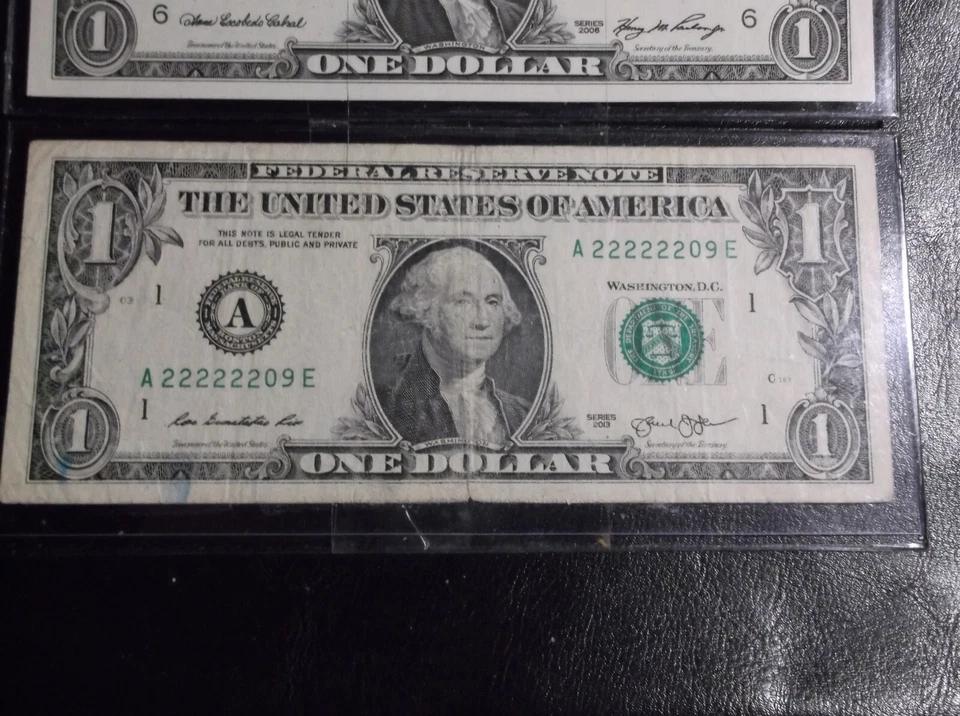 Near Solid 22222209 MATCHING $1 FRN TRINARY 6 2s in a ROW Fancy Serial Numbers - Image 4 of 4