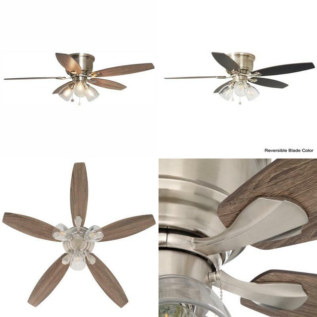 52 Led Indoor Brushed Nickel Hugger Ceiling Fan Stain Resistant