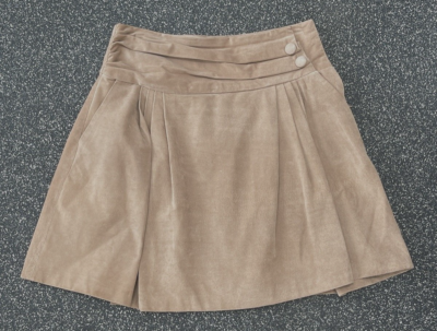 Anthropologie Wendy Kalten Light Brown Suede Pleated Mini Skirt Size