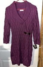 Gorgeous Calvin Klein Form Fitting Shawl Collar Cable Knit Sweater Dress, M