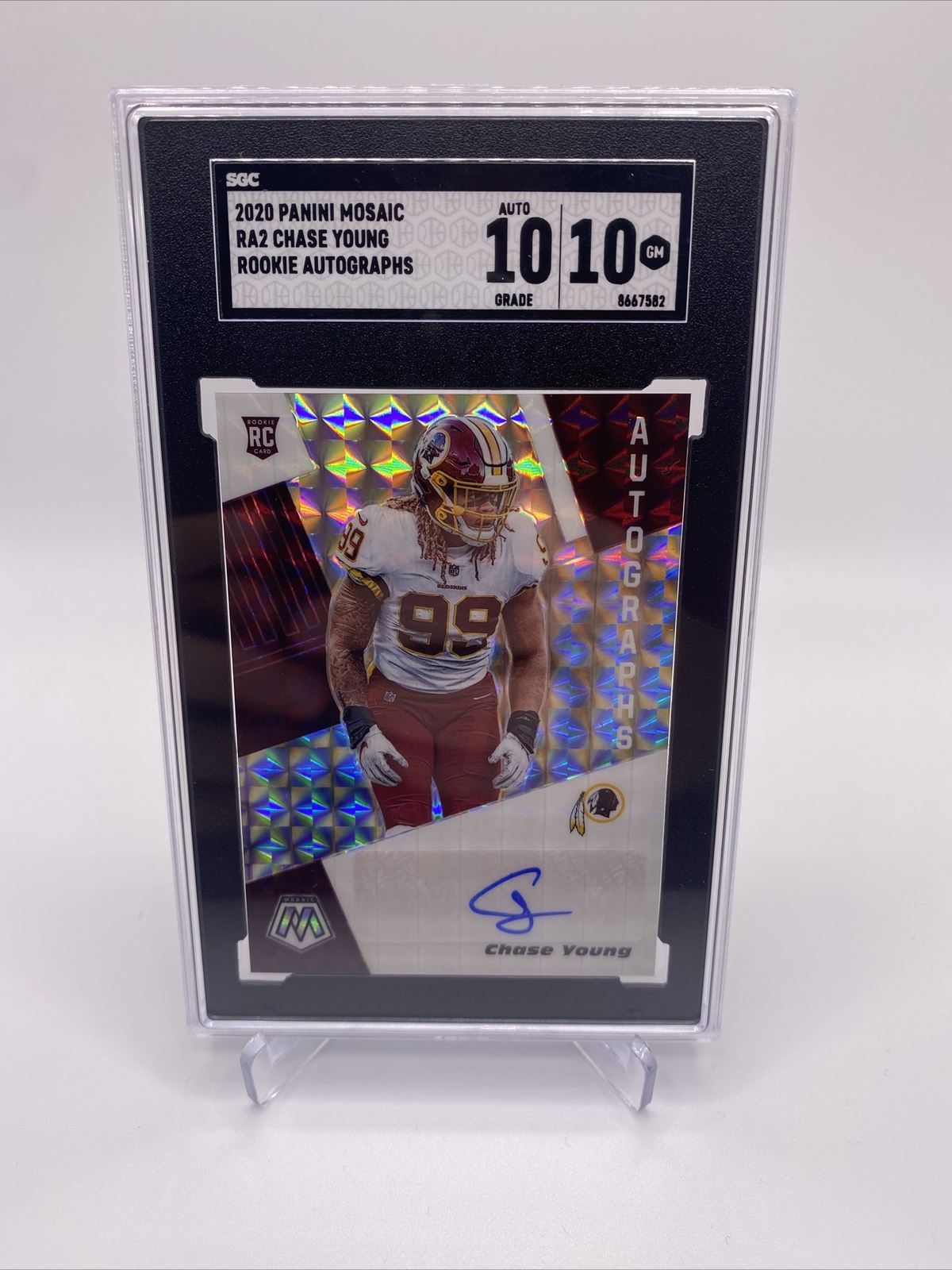 2020 Panini Mosaic #RA2 Chase Young Rookie Auto RC SGC 10 Gem Mint Washington
