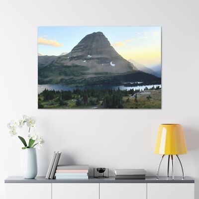 Mountain Sunset Bliss Canvas: Majestic Peaks & Serene River