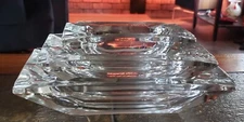 3 Vintage Pyramid Style Thick Glass Ashtrays  MCM