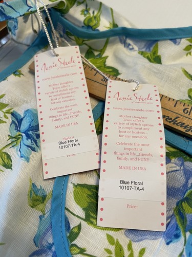 Jessie Steel Lot Of 2 Blue Floral Hostess Kitchen Aprons New Cottagecore Retro - Picture 12 of 12