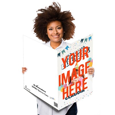 Jumbo Custom Birthday Card, Your Image on Front & Custom Text Inside