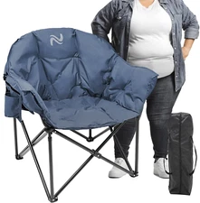 NAIZEA Oversized Camping Chair, Portable Folding Chairs Lounge with Side Pocket