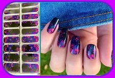 Color Nail Polish Strips 18ct. Custom. Galactic Floral. READ DESCRIPTION BELOW