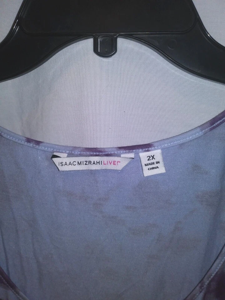Isaac Mizrahi Live! 2X Vestido sin mangas floral de ciruela lavanda sin mangas Jersey ~ NUEVO SIN ETIQUETAS ~ 1A Foto 2 de 4