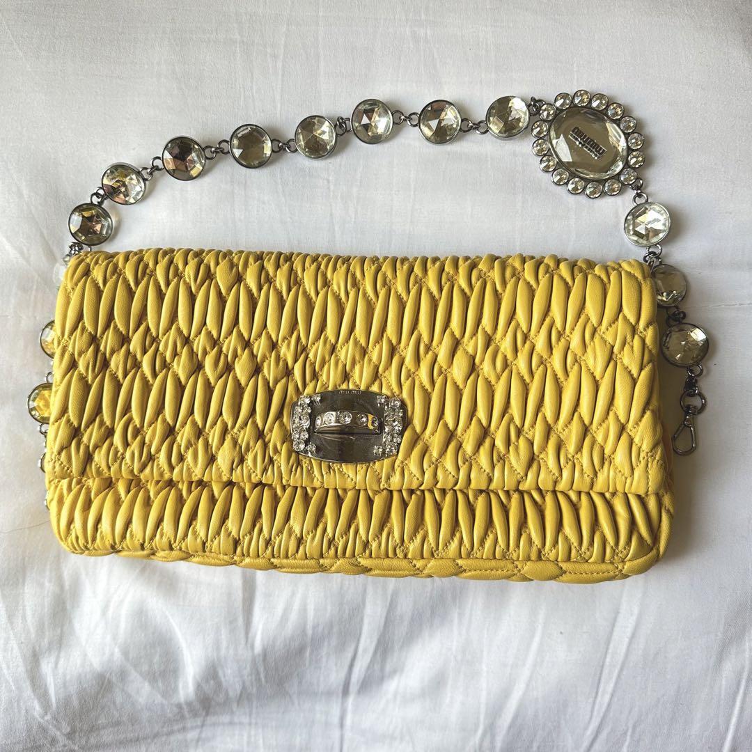 MIU MIU Authentic Nappa Crystal Matelassé Leather in Vibrant MIU MIU Authentic Nappa Crystal Matelassé Leather in Vibrant