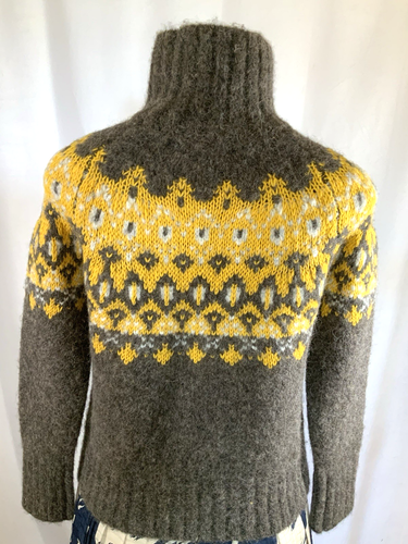 $200 Banana Republic Women's Gray Yellow Fair Isle Alpaca Blend Sweater Size XS - Picture 4 of 7