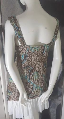 VINTAGE Y2K BRAND TOP 12 ASYMMETRIC CRUSH BEADED LEOPARD GIRL EXPRESS - Picture 8 of 13
