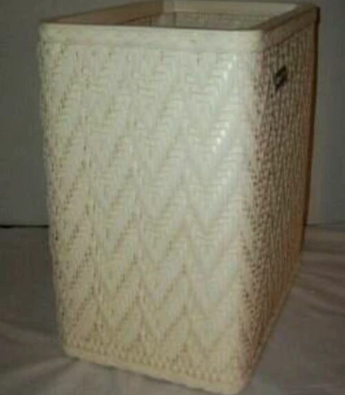 Cottagecore Redmon Creamy Wicker Trash Can Vanity  Excellent 1960s MCM Label - Image 3 of 4