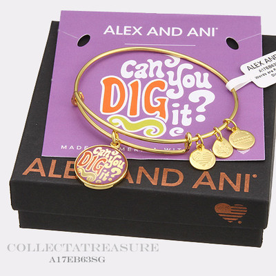 Authentic Alex and Ani ''Can You Dig It'' Yellow Gold Charm Bangle 