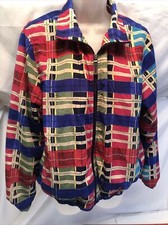 Vintage Koret 1990s Medium Long Sleeve Full Zip Plaid Lined Jacket Active Wear