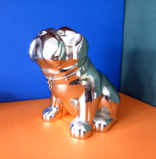 ANGIELSKI BULDOG BŁYSZCZĄCA SKARBONKA DLA PSA, BANK, POSREBRZANA, KOREK, WAGA CIĘŻKA