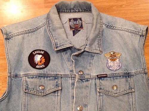 VTG Harley Davidson Men's L - Denim Vest Jean Jacket Biker Blues Easthampton MA - Picture 3 of 12
