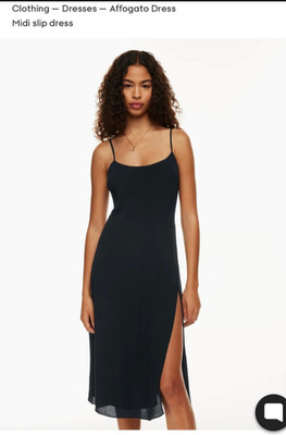 Aritzia Wilfred Affogato Navy Midi Front-slip Dress