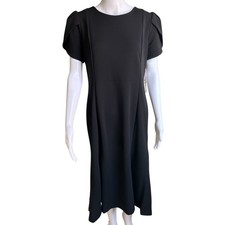 Calvin Klein Black Midi Dress Women’s 12 NWT Tulip Sleeve Fit & Flare $134