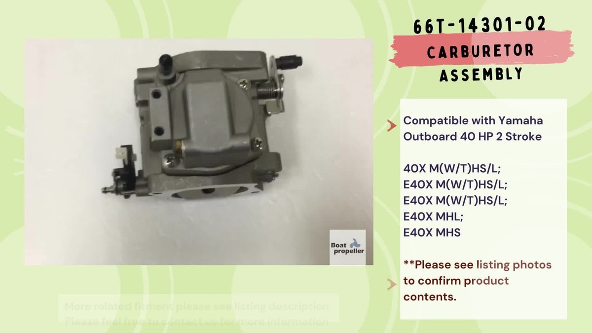 Carburetor Assembly 66T-14301-02 For YAMAHA Outboard 40 HP 2