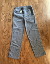 Nike Men s Fleece Sweatpants S Gray Solid Drawstring Elastic Waist Pockets