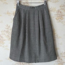Vintage 80s Lands  End black white houndstooth wool preppy pleated midi skirt 4P