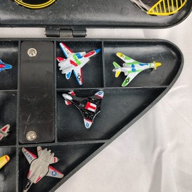 1989 Micro Machines Black Grey Stealth Bomber Carring Case w/ 19 Aircraft Toys