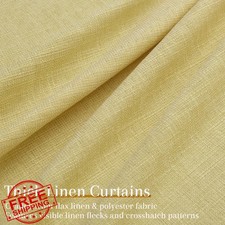 Yellow Linen Pinch Pleated Curtains 40x84" 2 Panels Farmhouse Boho