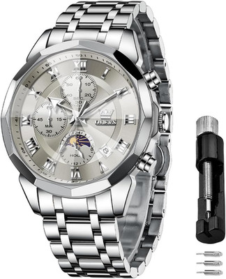 OLEVS Männer Uhr Quarz Luxus Business Uhren Multifunktion Chronograph Mondphase 