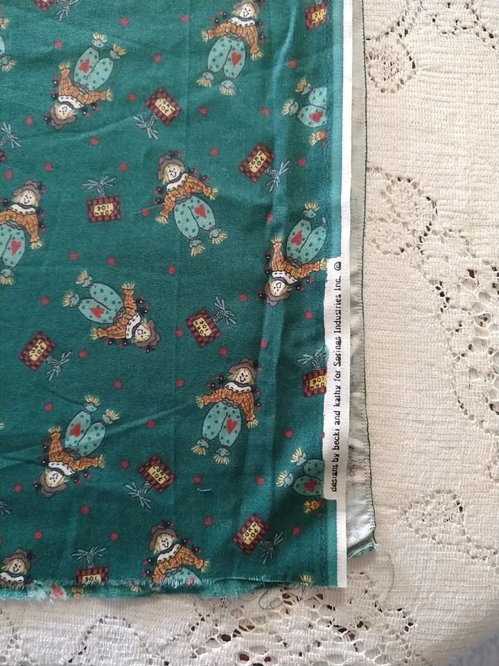 REMNANT 12x22 Scarecrow Green Autumn Harvest Fabric Designs by Becki & Kathy - Image 2 of 4