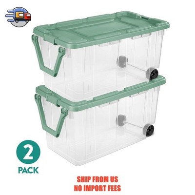 Sterilite Extra-Large Wheeled Rugged Storage Bin, 160 Quart Durable Clear Storag