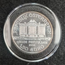 2008 Austria Vienna Philharmonic 1,50 Euro BU 1 oz .999 Silver Coin in Capsule