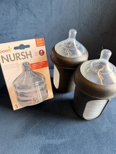 Boon Nursh Baby Bottles Speckled  NEW Slow Flow Silicone Nipples 3 pk bundle