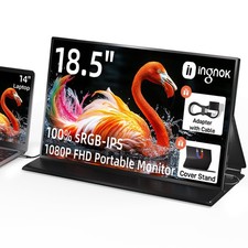 18.5Inch Portable Monitor, 100 sRGB USB C Second Screen FHD